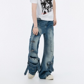 Men Heavy Duty Wide Leg Jeans | Cargo Loose Casual Denim Pants Wholesale | Durable Work & Street Style Jeans
